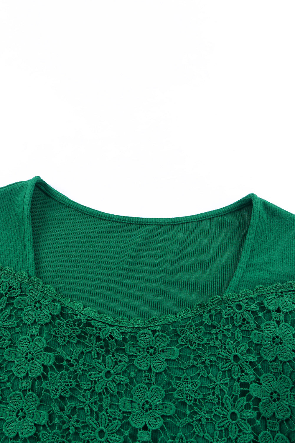Green Lace Crochet V Neck Long Sleeve Top Long Sleeve Tops JT's Designer Fashion