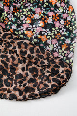 Brown Leopard Floral Reversible Ruffle Hem Maxi Skirt Skirts & Petticoat JT's Designer Fashion