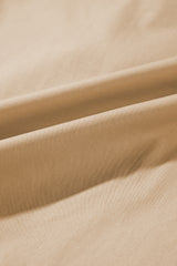 Pale Khaki Contrast Trim Pintuck Puff Sleeve Tied Neck Short Dress Mini Dresses JT's Designer Fashion