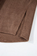 Chestnut Corduroy Flap Pocket Button Up Shacket Jackets JT's Designer Fashion