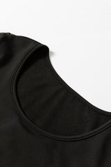 Black Solid Scoop Neck Slim Fit Thermal Top Long Sleeve Tops JT's Designer Fashion