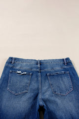 Dirty blue Plus Size High Waist Side Slits Flare Jeans Plus Size Bottoms JT's Designer Fashion