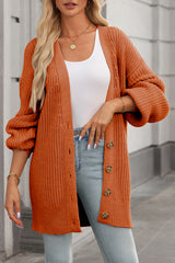 Gold Flame Button Front V Neck Chunky Cardigan Sweater Cardigans JT's Designer Fashion