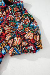 Multicolour Floral Puff Short Sleeve Shirt Mini Dress Mini Dresses JT's Designer Fashion