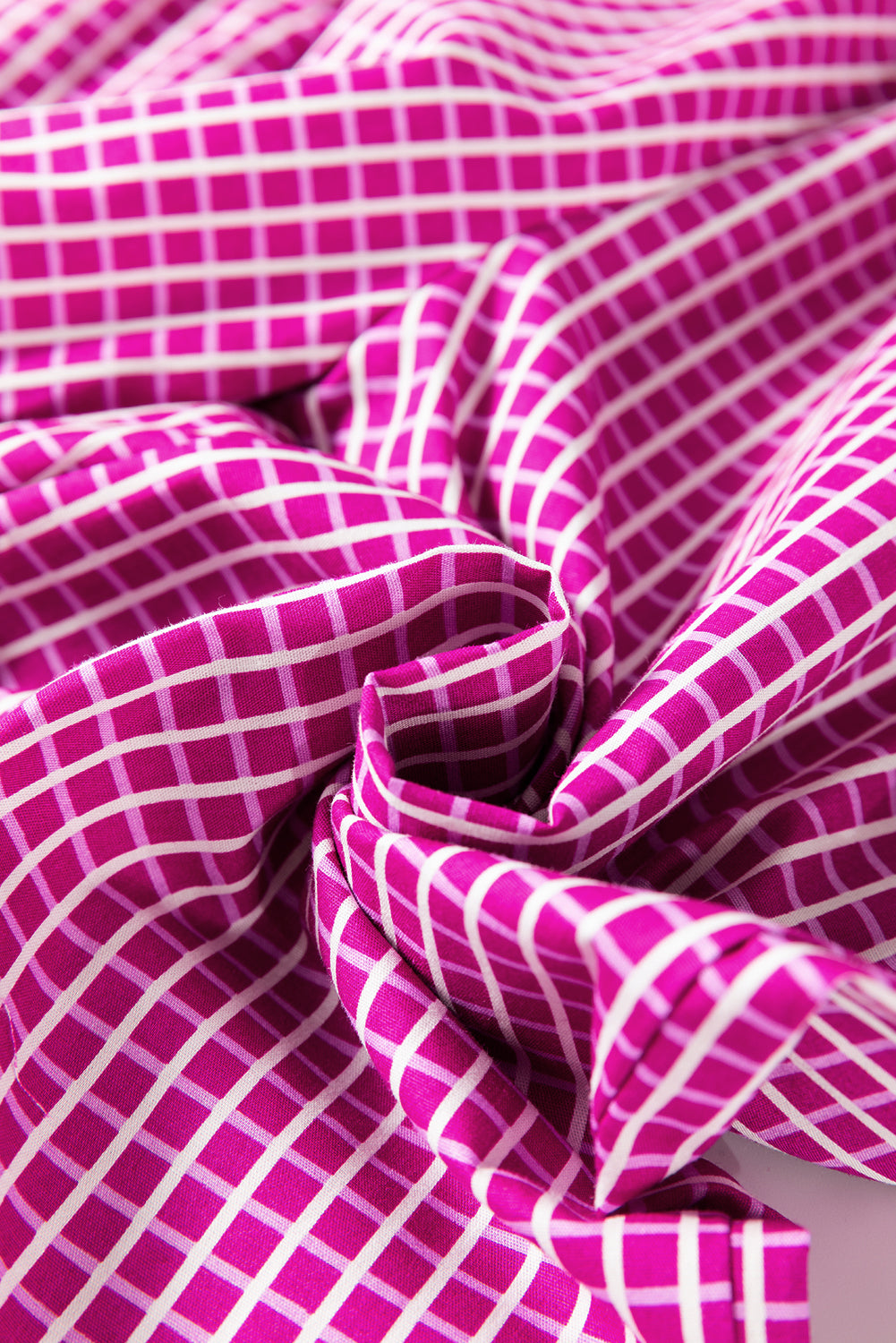 Pink Plaid Print Drawstring High Waist Wide Leg Casual Pants Pants & Culotte JT's Designer Fashion