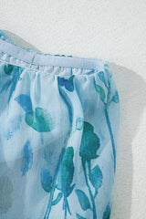 Green Floral Print Ruffled Side Slit Tube Top Maxi Dress Floral Dresses JT's Designer Fashion