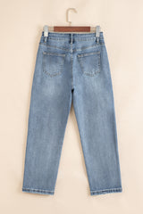 Beau Blue Slightly Distressed Ankle-length Straight Jeans Jeans JT's Designer Fashion