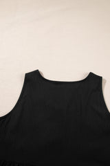 Black Plus Size Sleeveless Button Front Loose Jumpsuit Plus Size Bottoms JT's Designer Fashion