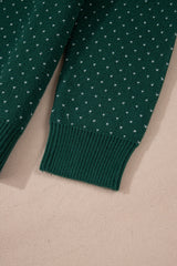 Green Christmas Snowflake Pattern Drop Shoulder Plus Size Sweater Plus Size Sweaters & Cardigans JT's Designer Fashion