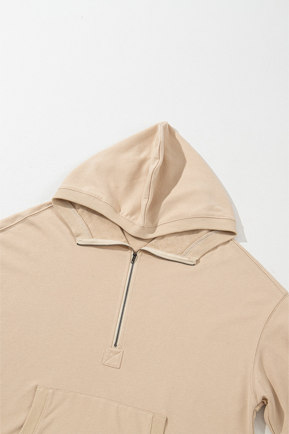 Parchment Solid Kangaroo Pocket Half Zipper Oversized Hoodie Sweatshirts & Hoodies JT's Designer Fashion