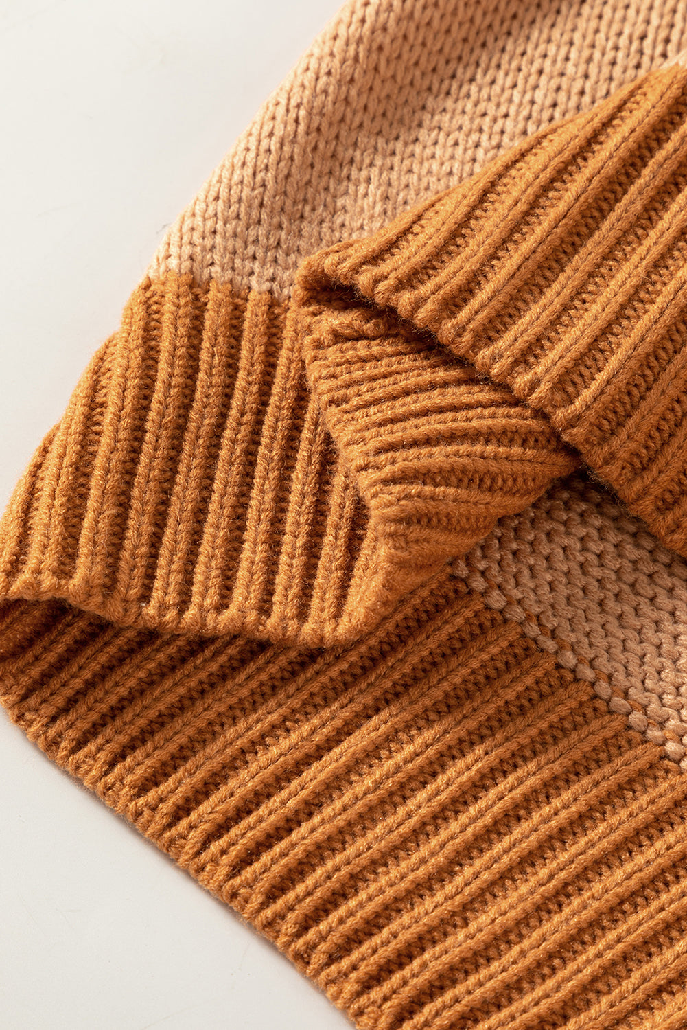 Light French Beige Color Block Contrast Stitch Oversized Sweater Sweaters & Cardigans JT's Designer Fashion