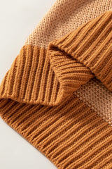 Light French Beige Color Block Contrast Stitch Oversized Sweater Sweaters & Cardigans JT's Designer Fashion