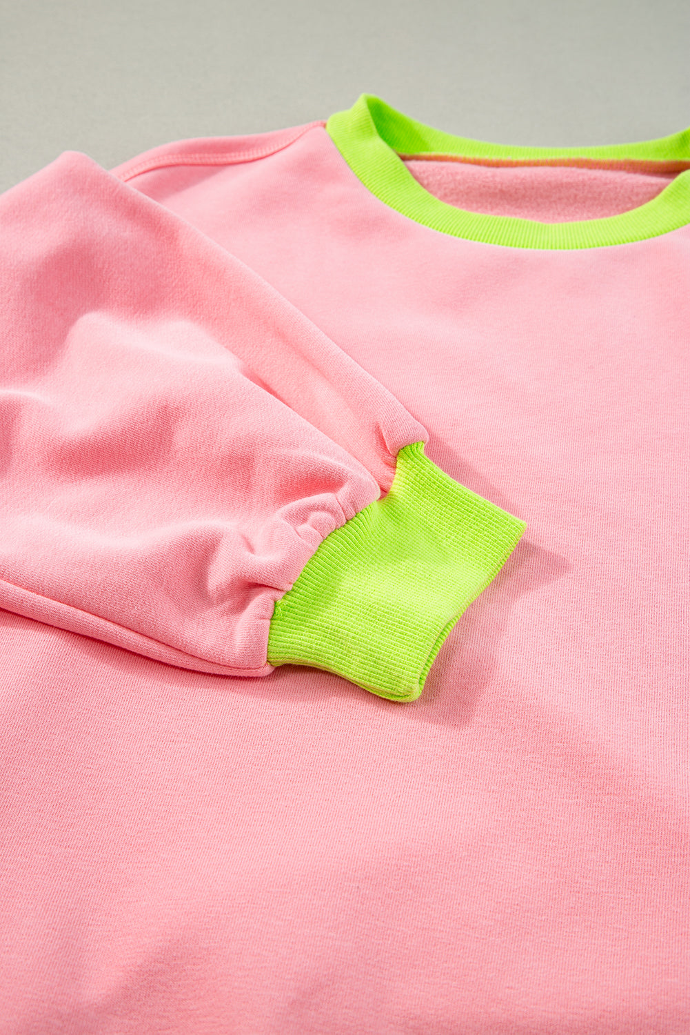 Pink Colorblock Bubble Sleeve Sweatshirt Sweatshirts & Hoodies JT's Designer Fashion