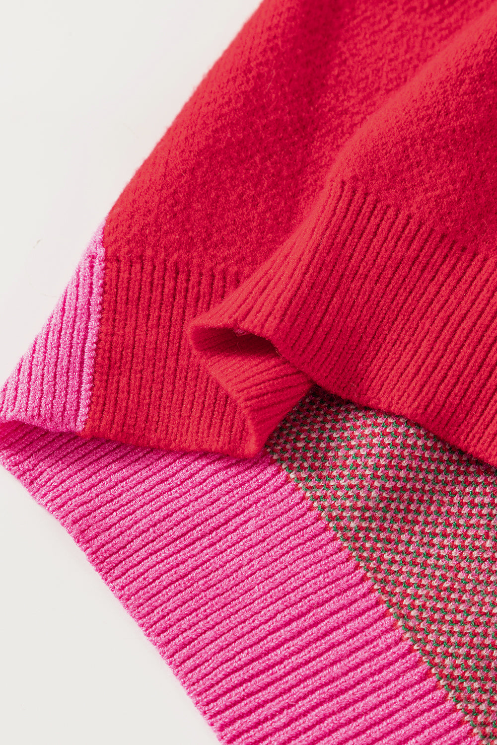 Rose Red Floral Mixed Color Block Sweater Sweaters & Cardigans JT's Designer Fashion