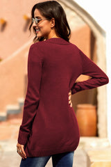 Burgundy Front Pocket and Buttons Closure Cardigan Sweaters & Cardigans JT's Designer Fashion