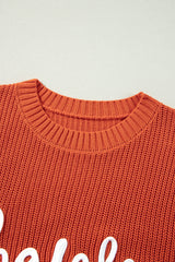 Gold Flame Thanks Giving Letter Graphic Crew Neck Sweater Sweaters JT's Designer Fashion