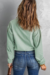 Green Zip Front Pocketed Pullover Sweatshirt Sweatshirts & Hoodies JT's Designer Fashion