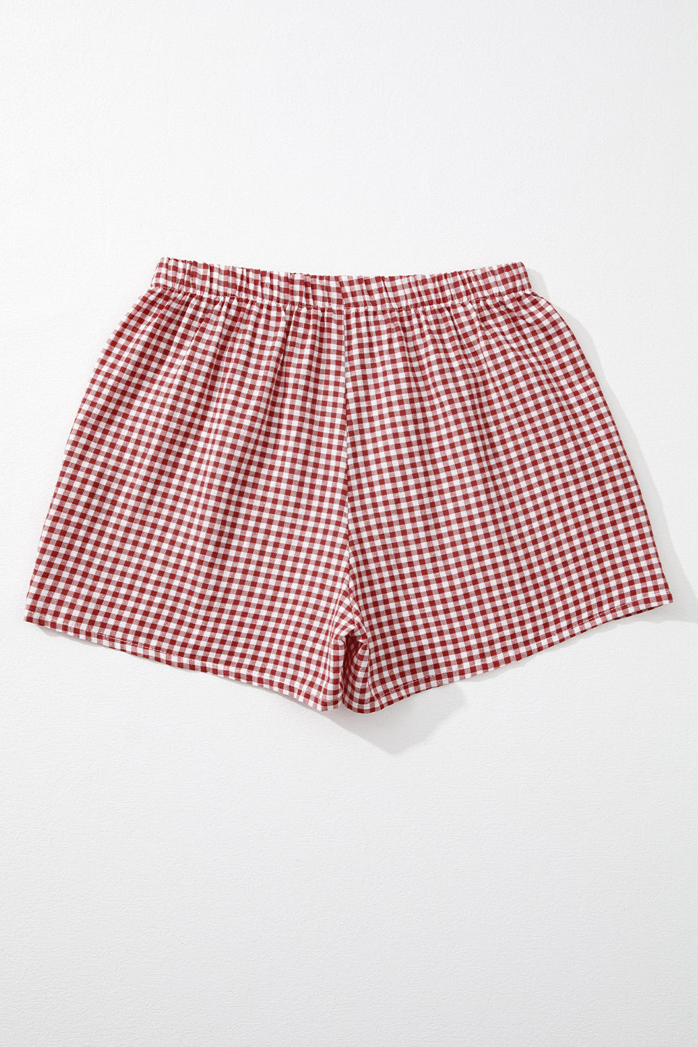 Red Gingham Printed High Waist Shorts Casual Shorts JT's Designer Fashion