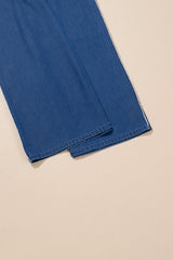 Sail Blue Washed Denim Chambray Loose Plus Size Pants Plus Size Bottoms JT's Designer Fashion
