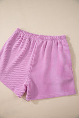 Phalaenopsis Corded Knit Long Sleeve Top and High Waist Shorts Set Short Sets JT's Designer Fashion