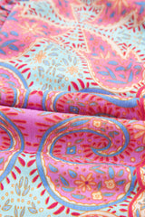 Rose Tribal Paisley Print Ruffled Sleeve Notch Neck Midi Dress Floral Dresses JT's Designer Fashion