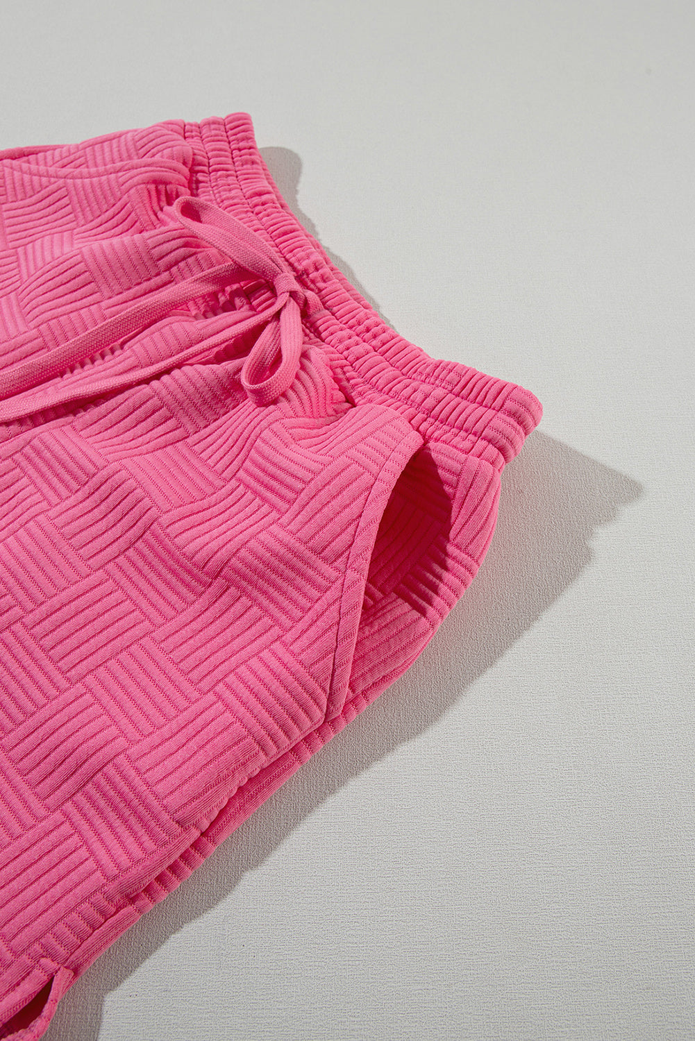 Bonbon Textured Ruffled Sleeve Tee and Drawstring Elastic Waistband Shorts Set Short Sets JT's Designer Fashion