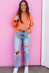 Blossom Pearled Sleeves Drop Shoulder Round Neck Pullover Sweatshirt Sweatshirts & Hoodies JT's Designer Fashion