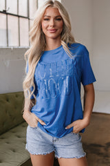 Sky Blue Vintage MOTHERHOOD Letter Graphic T Shirt Graphic Tees JT's Designer Fashion