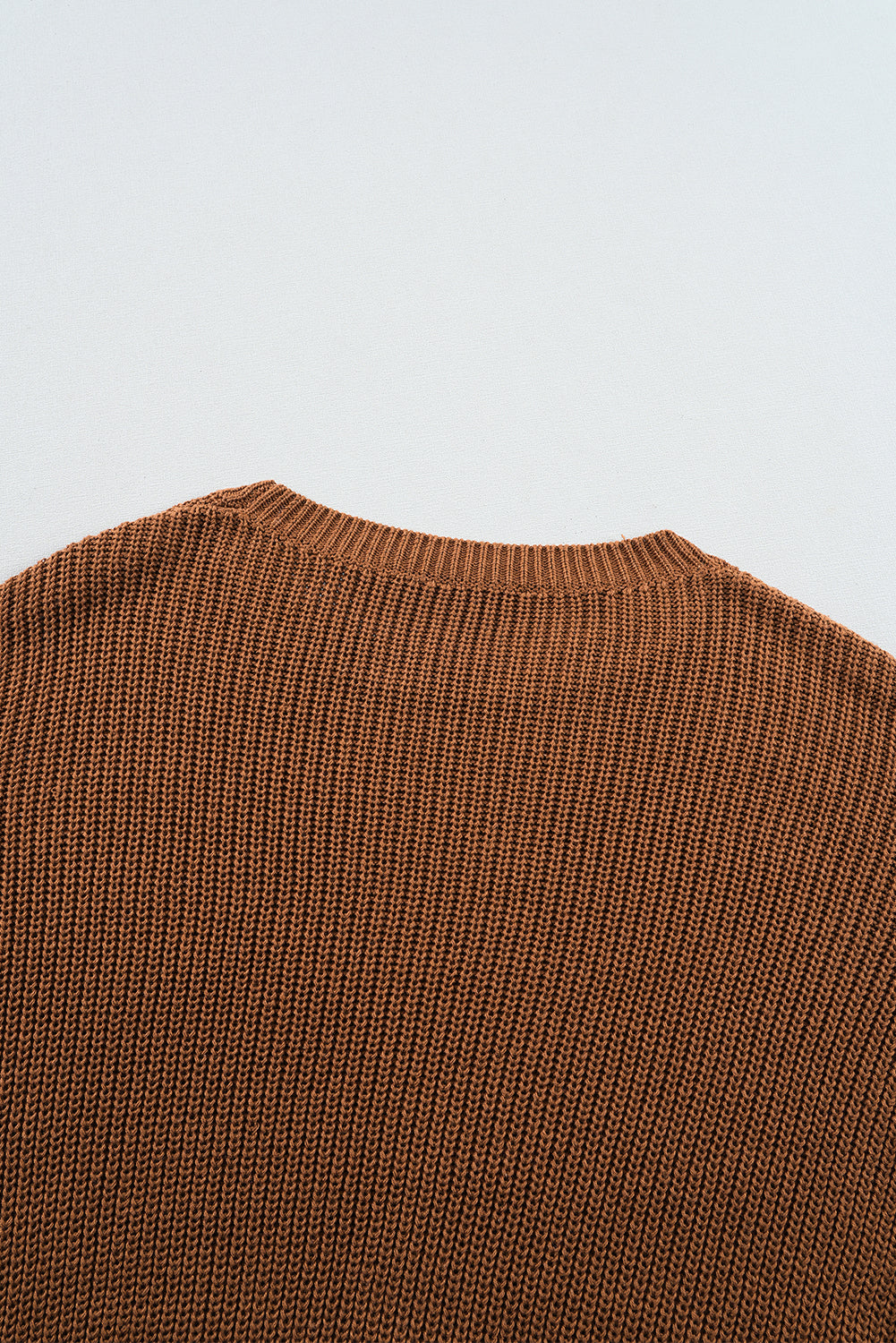 Chestnut Beaded Drop Shoulder Round Neck Sweater Sweaters JT's Designer Fashion