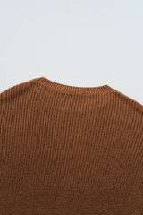 Chestnut Beaded Drop Shoulder Round Neck Sweater Sweaters JT's Designer Fashion