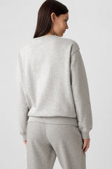 Light Grey Plain Drop Shoulder Crewneck Pullover Sweatshirt Sweatshirts & Hoodies JT's Designer Fashion
