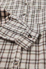 White Stripe Plus Size Plaid Buttoned Raw Hem Tunic Shirt Dress Plus Size Midi Dresses JT's Designer Fashion