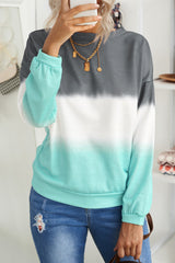 Gray Color Block Tie Dye Pullover Sweatshirt Sweatshirts & Hoodies JT's Designer Fashion