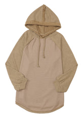 Khaki Waffled Expose Seam Drawstring Hoodie Sweatshirts & Hoodies JT's Designer Fashion