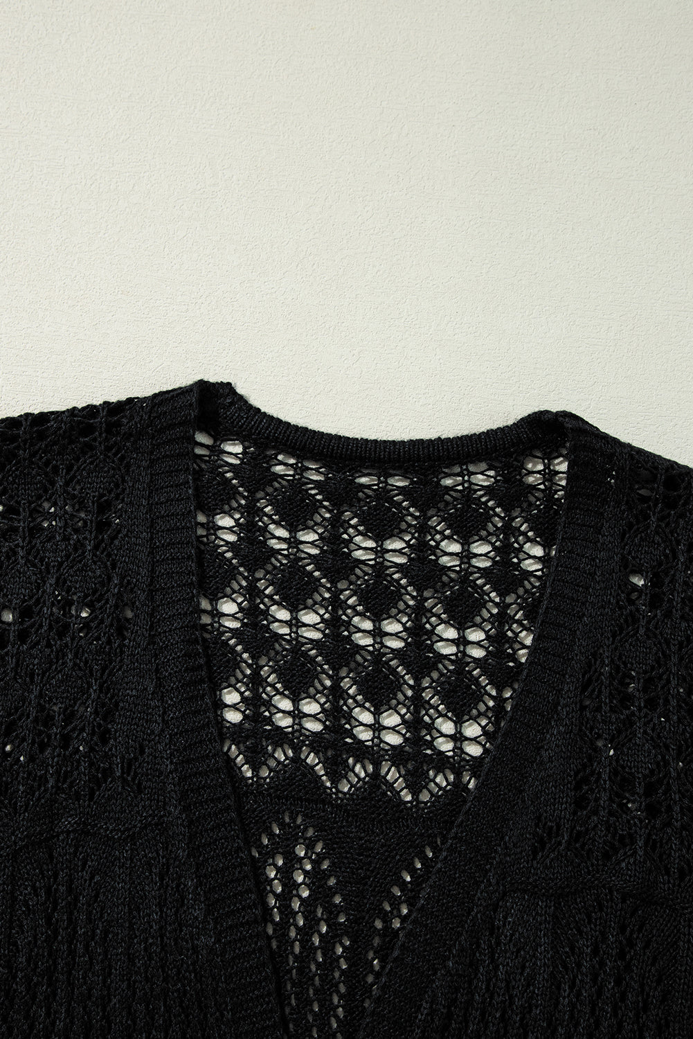 Black Crochet Hollow Out Open Front Cardigan Cardigans JT's Designer Fashion