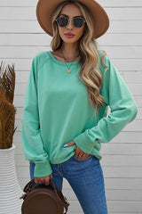 Green French Terry Cotton Blend Pullover Sweatshirt Sweatshirts & Hoodies JT's Designer Fashion