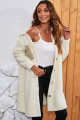 Beige Contrast Flap Pocket Single Breasted Teddy Coat Coats JT's Designer Fashion