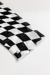 Black Checkered Pattern Mesh Mock Neck Long Sleeve Top Long Sleeve Tops JT's Designer Fashion