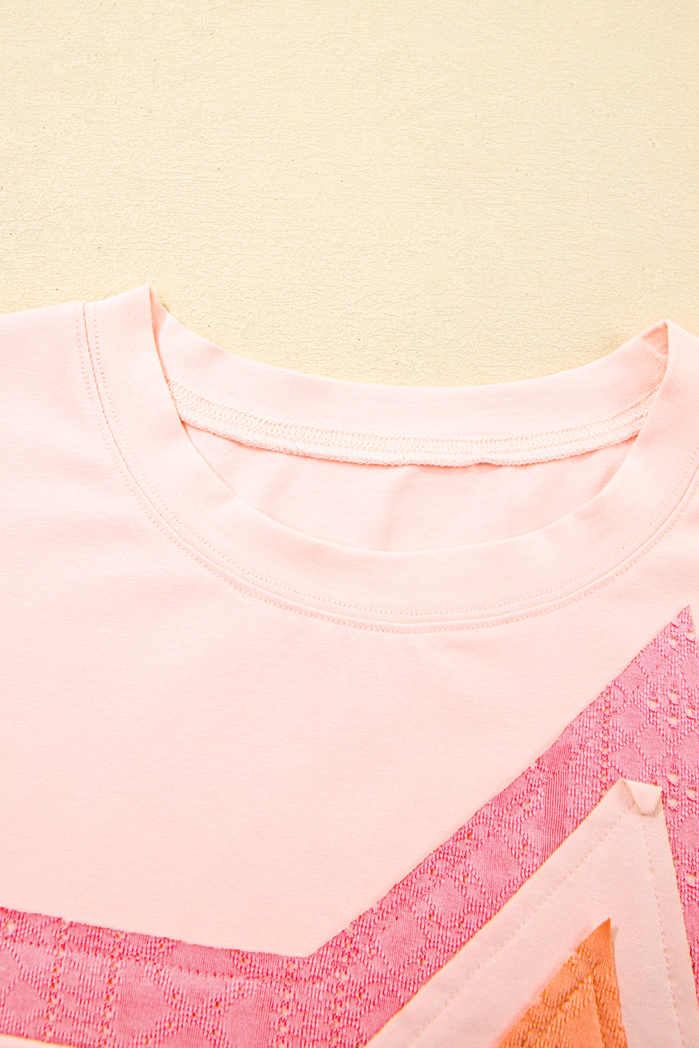 Light Pink Eyelet Lace Star Applique Plus Size T Shirt Plus Size Tops & Tees JT's Designer Fashion