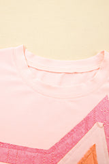 Light Pink Eyelet Lace Star Applique Plus Size T Shirt Plus Size Tops & Tees JT's Designer Fashion