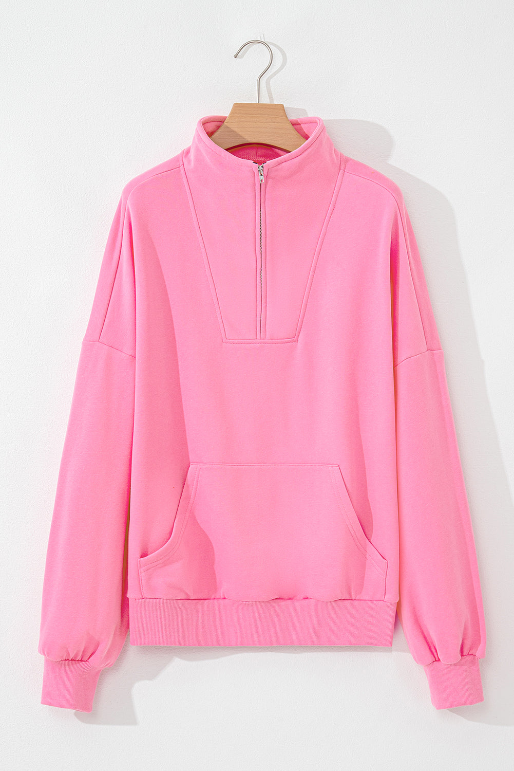Bonbon Zip-up Stand Neck Kangaroo Pocket Sweatshirt Sweatshirts & Hoodies JT's Designer Fashion
