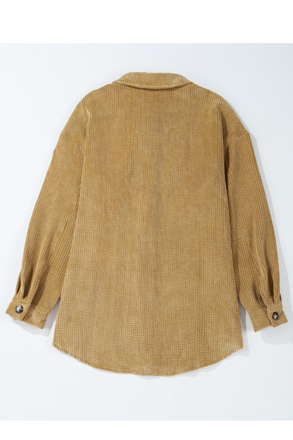 Light French Beige Patched Pocket Button Up Corduroy Shacket Jackets JT's Designer Fashion
