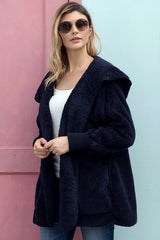 Blue Pink Soft Fleece Hooded Open Front Jacket Jackets JT's Designer Fashion