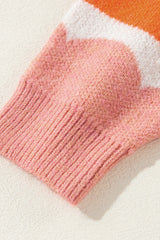 Rose Red Wave Striped Balloon Sleeve Drop Shoulder Sweater Sweaters JT's Designer Fashion