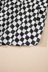 Black Checkerboard T Shirt and High Waist Skorts 2 Piece Outfit Short Sets JT's Designer Fashion