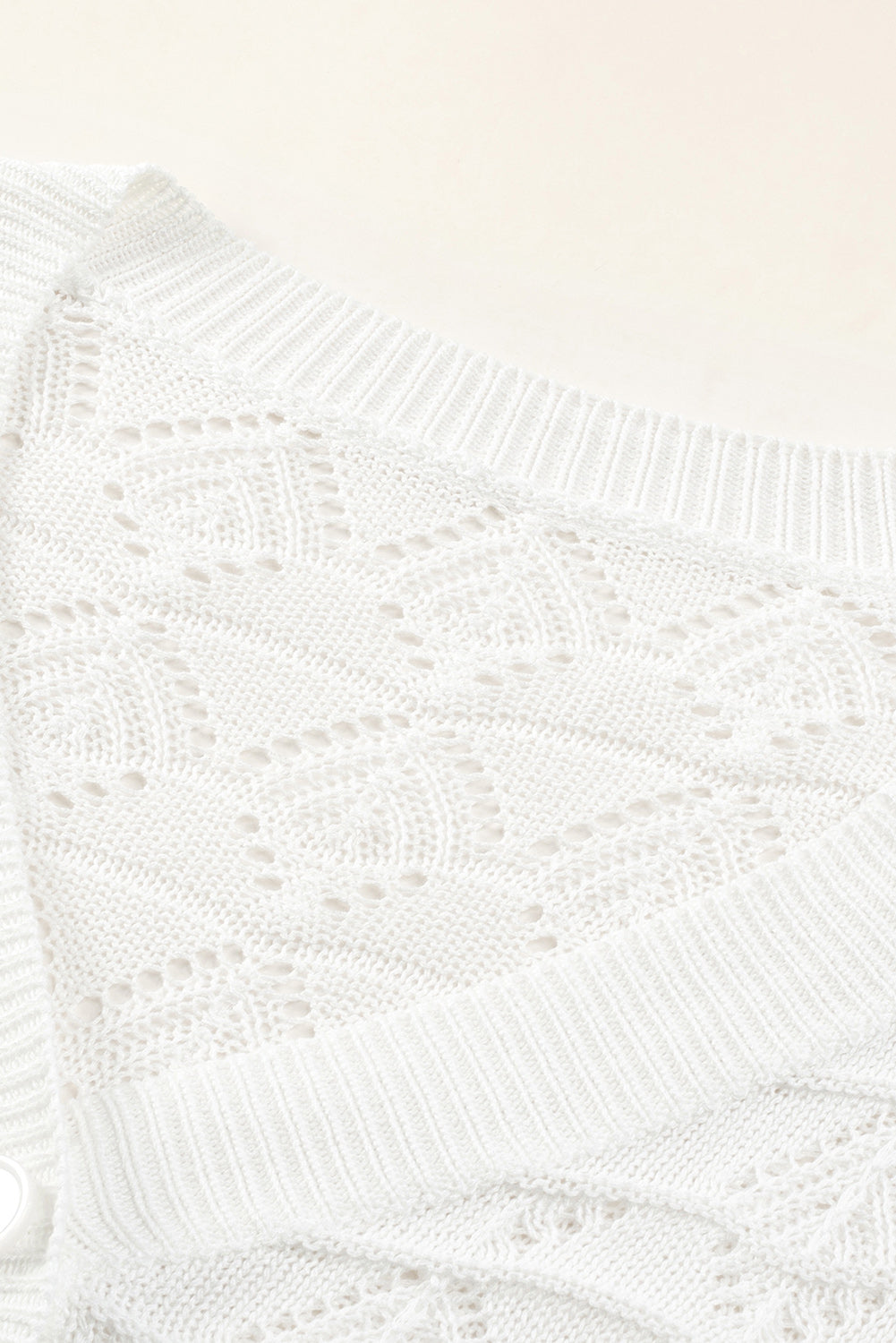 White Lightweight Buttoned Front Crochet Cardigan Cardigans JT's Designer Fashion