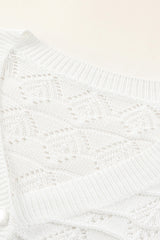 White Lightweight Buttoned Front Crochet Cardigan Cardigans JT's Designer Fashion
