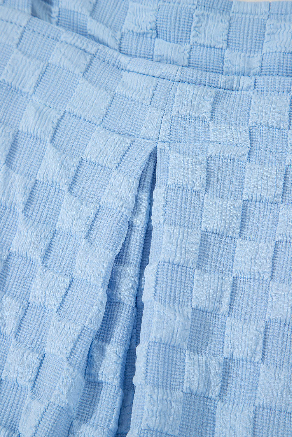 Beau Blue Checkered Pocketed High Waist Wide Leg Overall Jumpsuits & Rompers JT's Designer Fashion