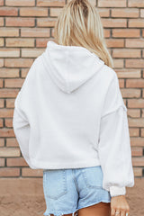 White Sherpa Fleece Drop Shoulder Hoodie Sweatshirts & Hoodies JT's Designer Fashion