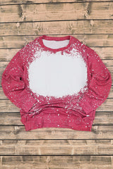 Fiery Red Tie-dyed Crew Neck Pullover Sweatshirt Sweatshirts & Hoodies JT's Designer Fashion